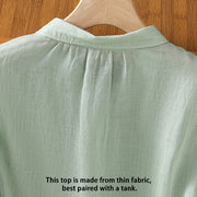 Buddha Stones Leaf Embroidery Cotton Buttons Half Sleeve Women's Shirt - image 4