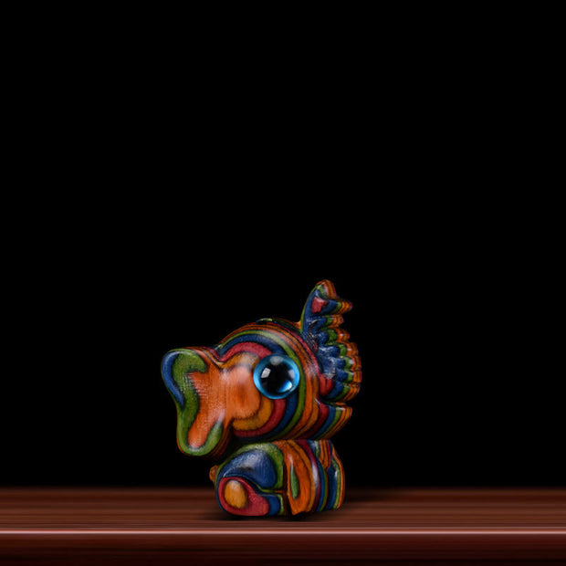 Buddha Stones 2Pcs Mini Rainbow Eucalyptus Elephant Carved Strength Decoration - Elephant 1.9*2.6*3.2cm - image 1