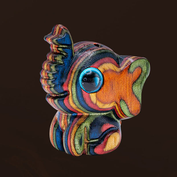 Buddha Stones 2Pcs Mini Rainbow Eucalyptus Elephant Carved Strength Decoration - image 9
