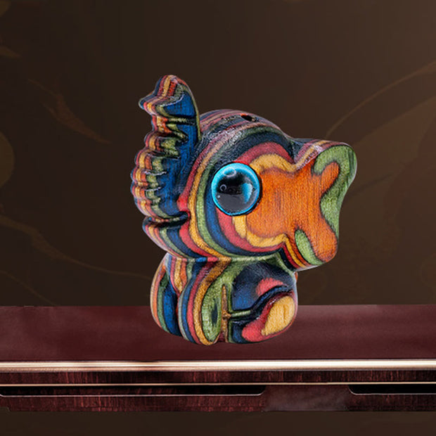 Buddha Stones 2Pcs Mini Rainbow Eucalyptus Elephant Carved Strength Decoration - image 2