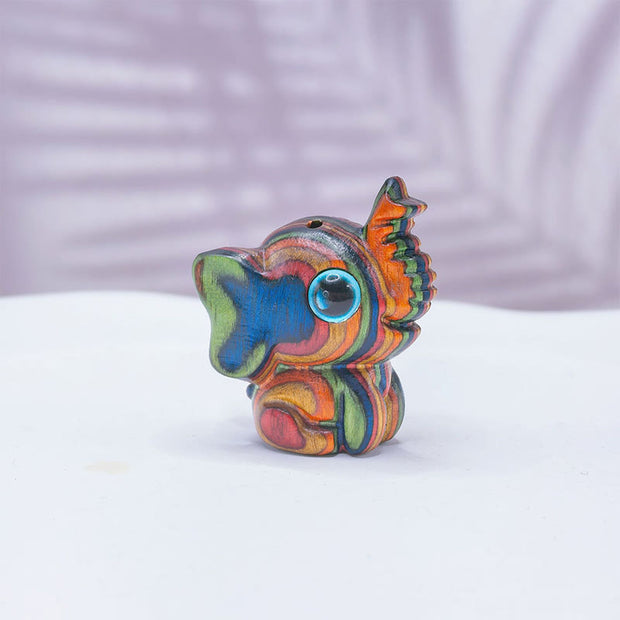 Buddha Stones 2Pcs Mini Rainbow Eucalyptus Elephant Carved Strength Decoration - image 3
