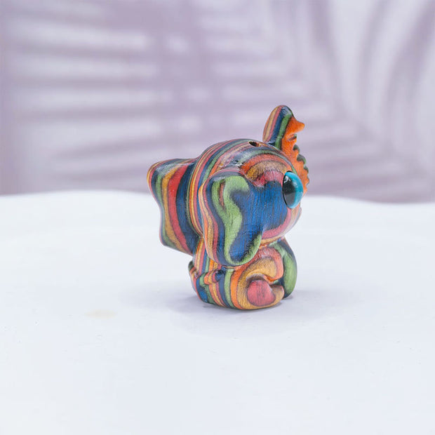 Buddha Stones 2Pcs Mini Rainbow Eucalyptus Elephant Carved Strength Decoration - image 4