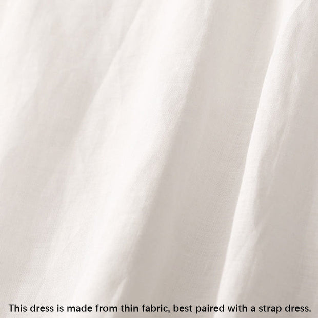Buddha Stones Summer V-Neck Frog-Button Short Sleeve Cotton Linen Midi Dress - image 19