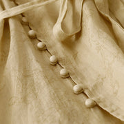 Buddha Stones Summer V-Neck Lace-up Short Sleeve Cotton Linen Midi Dress With Pockets - image 8