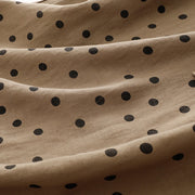 Buddha Stones Summer Polka Dot V-Neck Lace-up Cotton Linen Midi Dress With Pockets - image 8