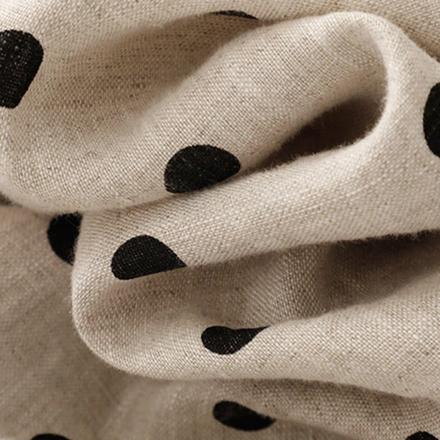 Buddha Stones Summer Polka Dot V-Neck Lace-up Cotton Linen Midi Dress With Pockets - image 20