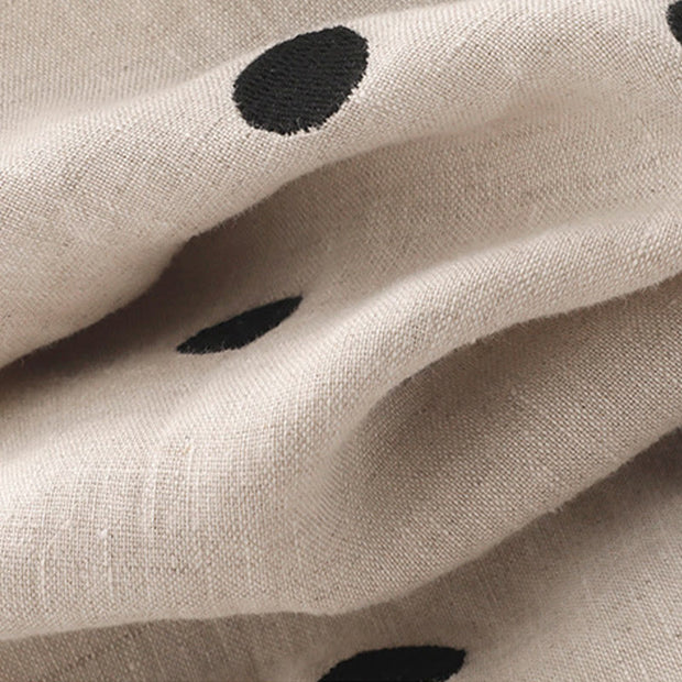 Buddha Stones Polka Dot V-Neck Lace-up Cotton Linen Women's Midi Dress With Pockets - image 18