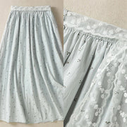 Buddha Stones Small Flowers Elastic Waist Cotton Women's Skirt With Pockets