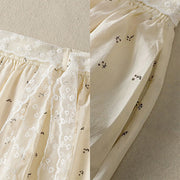 Buddha Stones Small Flowers Elastic Waist Cotton Women's Skirt With Pockets