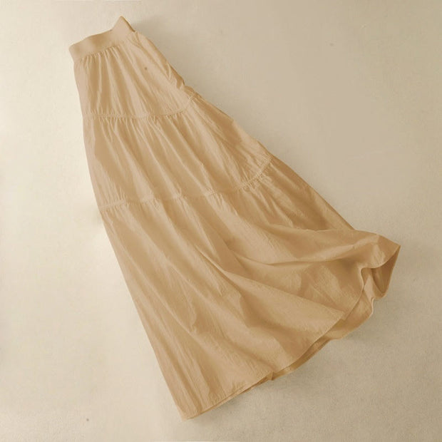 Buddha Stones Simple Lines Elastic Waist Women's Skirt With Pockets