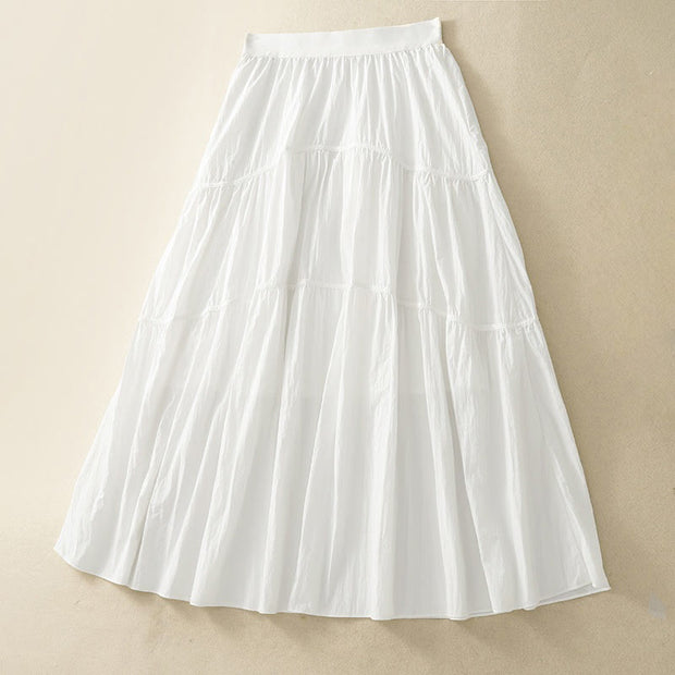 Buddha Stones Simple Lines Elastic Waist Women's Skirt With Pockets