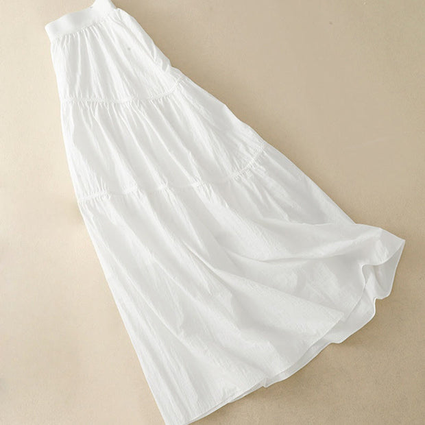 Buddha Stones Simple Lines Elastic Waist Women's Skirt With Pockets