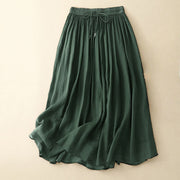 Buddha Stones Summer Solid Color Elastic Waist Drawstring Women's Skirt - Green - US8-10，UK/AU12-14，EU40-42 (2XL) - image 6