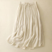 Buddha Stones Summer Solid Color Elastic Waist Drawstring Women's Skirt - Beige - US8-10，UK/AU12-14，EU40-42 (2XL) - image 21