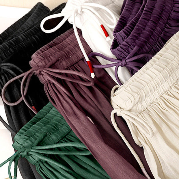 Buddha Stones Summer Solid Color Elastic Waist Drawstring Women's Skirt - image 30