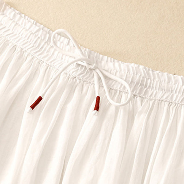 Buddha Stones Summer Solid Color Elastic Waist Drawstring Women's Skirt - image 3