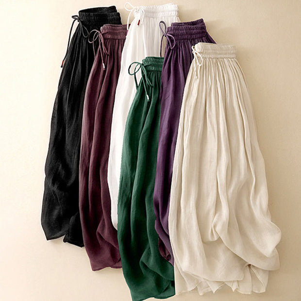 Buddha Stones Summer Solid Color Elastic Waist Drawstring Women's Skirt - image 2