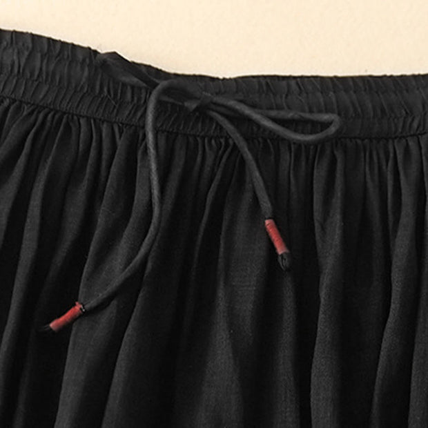 Buddha Stones Summer Solid Color Elastic Waist Drawstring Women's Skirt - image 14