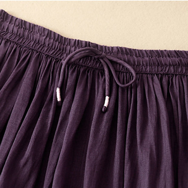 Buddha Stones Summer Solid Color Elastic Waist Drawstring Women's Skirt - image 11