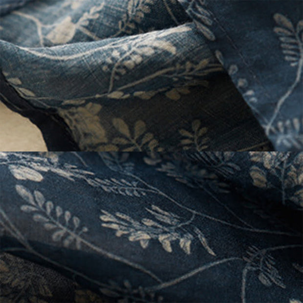 Buddha Stones Floral A-line Elastic Waist Cotton Linen Women's Skirt With Pockets - image 17