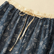 Buddha Stones Floral A-line Elastic Waist Cotton Linen Women's Skirt With Pockets - image 13