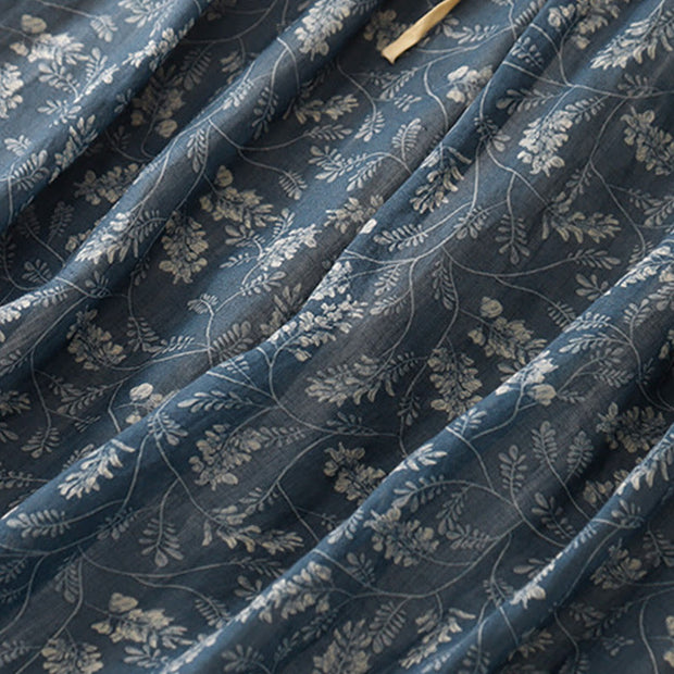 Buddha Stones Floral A-line Elastic Waist Cotton Linen Women's Skirt With Pockets - image 15