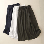 Buddha Stones Drawstring A-line Elastic Waist Cotton Women's Skirt With Button Pockets - image 2