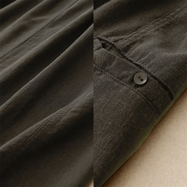 Buddha Stones Drawstring A-line Elastic Waist Cotton Women's Skirt With Button Pockets - image 19