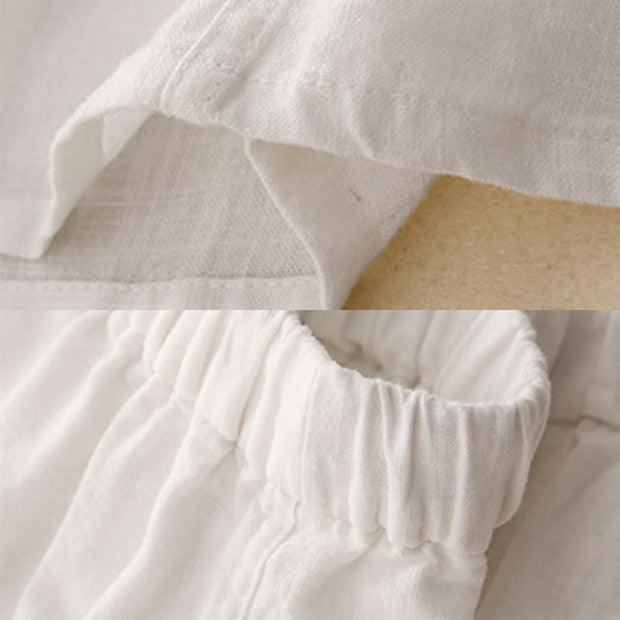 Buddha Stones Drawstring A-line Elastic Waist Cotton Women's Skirt With Button Pockets - image 13