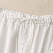 Buddha Stones Drawstring A-line Elastic Waist Cotton Women's Skirt With Button Pockets - image 8