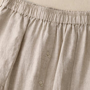 Buddha Stones A-line Buttons Slit Design Elastic Waist Cotton Women's Skirt With Pockets - image 13