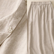 Buddha Stones A-line Buttons Slit Design Elastic Waist Cotton Women's Skirt With Pockets - image 17