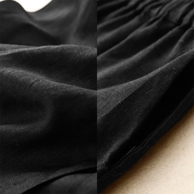 Buddha Stones A-line Buttons Slit Design Elastic Waist Cotton Women's Skirt With Pockets - image 11