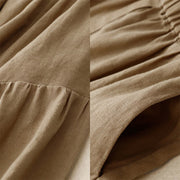 Buddha Stones A-line Buttons Slit Design Elastic Waist Cotton Women's Skirt With Pockets - image 23