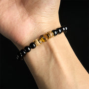 Buddha Stones Black Obsidian Beads Sectional Tiger Eye Stone Purification Bracelet - image 4