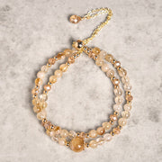 Buddha Stones Natural Citrine Pink Crystal Beads Pleasure Creativity Double Layer Bracelet