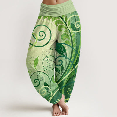 Buddha Stones Casual Vining Floral Pattern Women's Harem Pants - PaleGreen - US22，UK/AU26，EU54 (6XL) - image 1