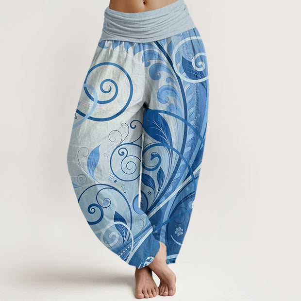 Buddha Stones Casual Vining Floral Pattern Women's Harem Pants - SkyBlue - US22，UK/AU26，EU54 (6XL) - image 5