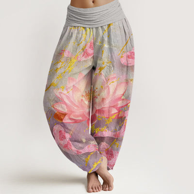 Buddha Stones Casual Lotus Flower Koi Fish Pattern Women's Harem Pants - DarkGray - US22，UK/AU26，EU54 (6XL) - image 1