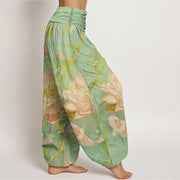 Buddha Stones Casual Lotus Flower Koi Fish Pattern Women's Harem Pants - image 8