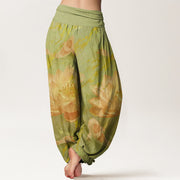 Buddha Stones Casual Lotus Flower Koi Fish Pattern Women's Harem Pants - image 10