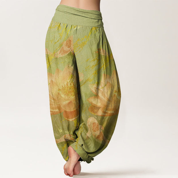Buddha Stones Casual Lotus Flower Koi Fish Pattern Women's Harem Pants - image 10