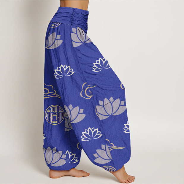 Buddha Stones Casual Lotus Flowers Lanterns Cloud Pattern Women's Harem Pants - image 7