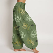 Buddha Stones Casual Various Colors Lotus Flowers Pattern Women's Harem Pants - image 7