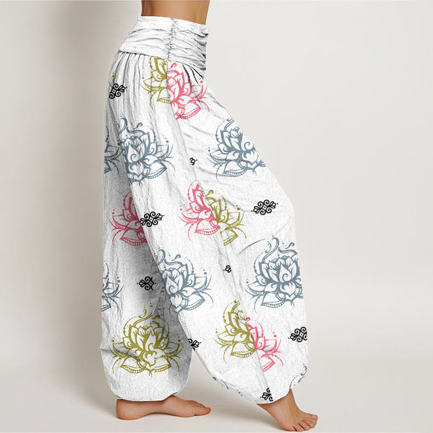 Buddha Stones Casual Various Colors Lotus Flowers Pattern Women's Harem Pants - image 10