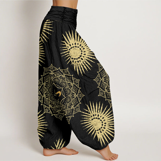 Buddha Stones Casual Mandala Om Symbol Sun Pattern Women's Harem Pants - image 3