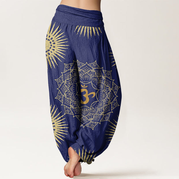 Buddha Stones Casual Mandala Om Symbol Sun Pattern Women's Harem Pants - image 7