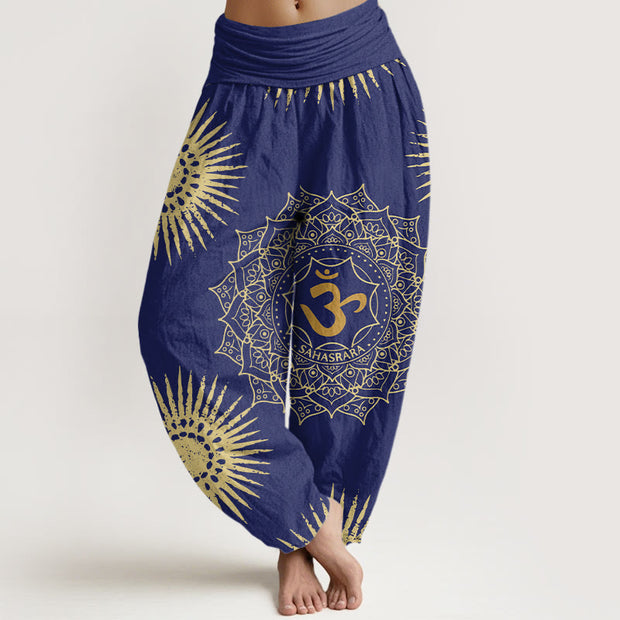 Buddha Stones Casual Mandala Om Symbol Sun Pattern Women's Harem Pants - DarkBlue - US22，UK/AU26，EU54 (6XL) - image 6
