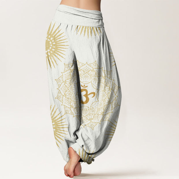 Buddha Stones Casual Mandala Om Symbol Sun Pattern Women's Harem Pants - image 10
