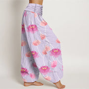 Buddha Stones Casual Lotus Flowers Pattern Women's Harem Pants - image 3